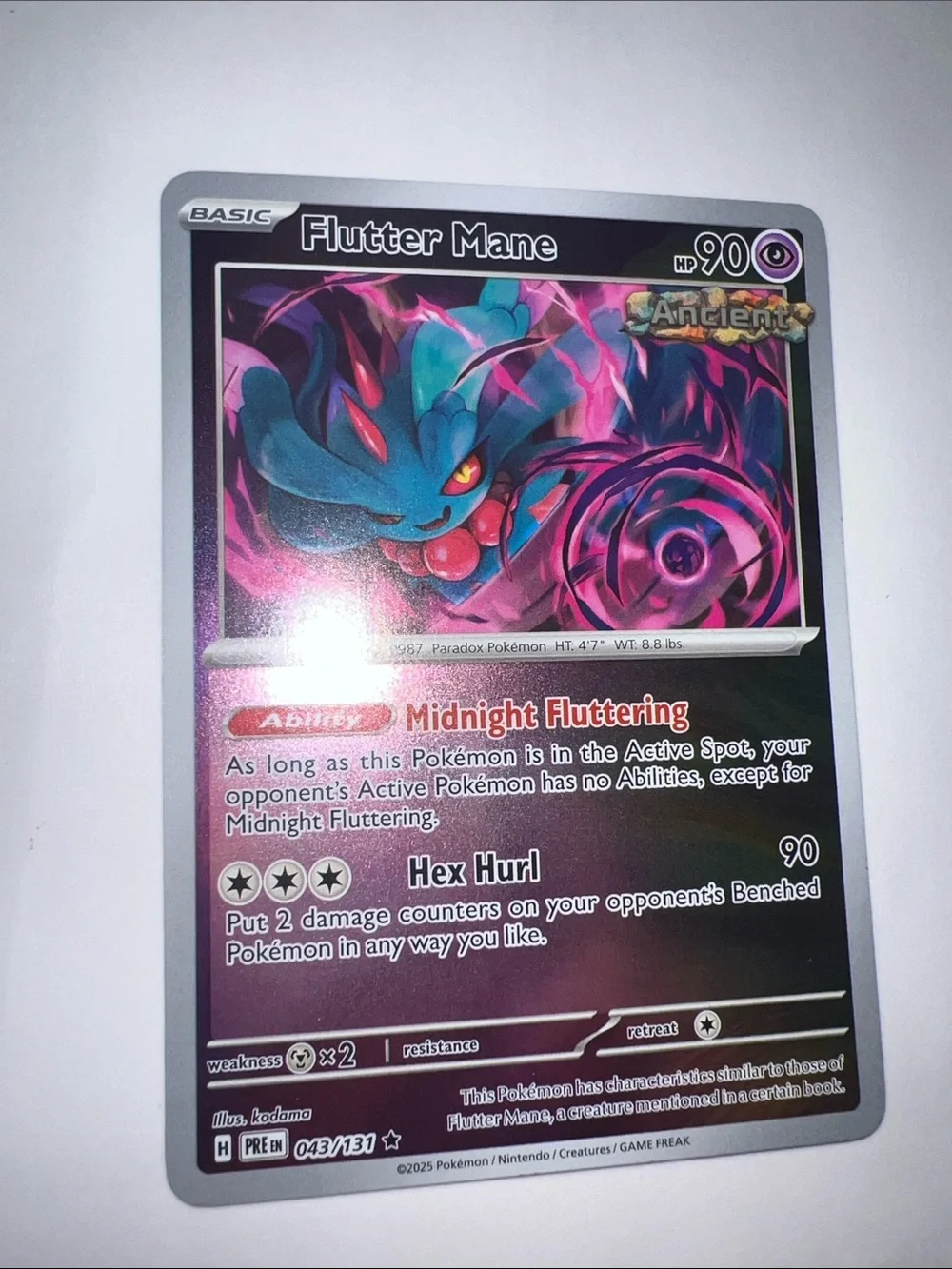 Pokemon Flutter Mane Trading Card - Purple, Pink & Teal